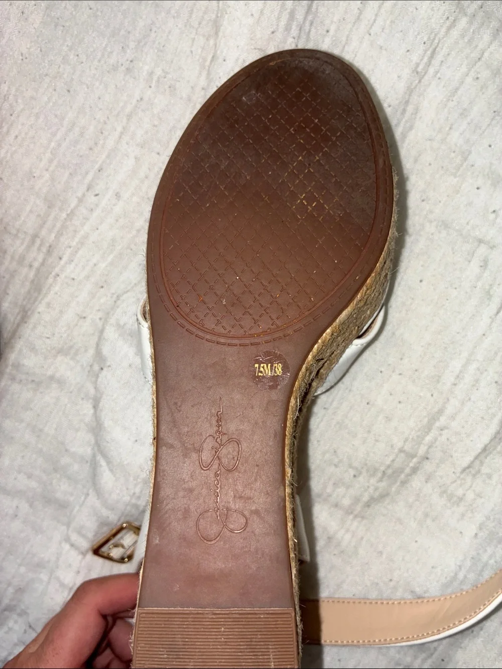 Jessica Simpson White Crisscross Espadrille Wedge Sandals 7.5